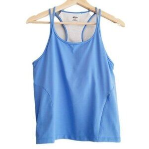 MEC Athletic Tank Top Racer Back Blue & Grey Sz L Flawed